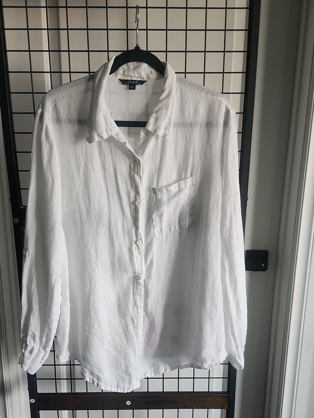 CHARLIE B  White Relaxed Linen Button Down Shirt